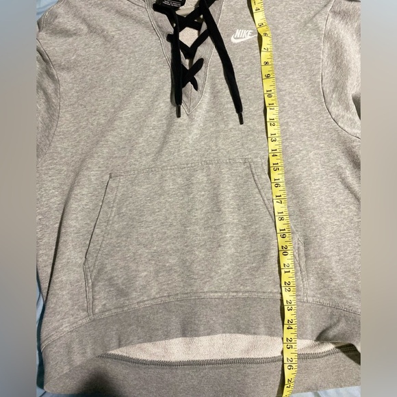 ❤️🤩Nike Athletic Grey Washed Tie Front Hoodie Oversized Sweater w Nike Logo - Picture 6 of 7